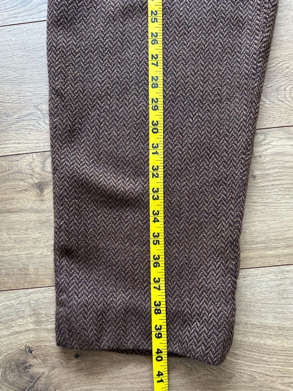 Vintage Barry Bricken Herringbone Wool Pants Pleated Brown | Size 6 - Picture 6 of 12